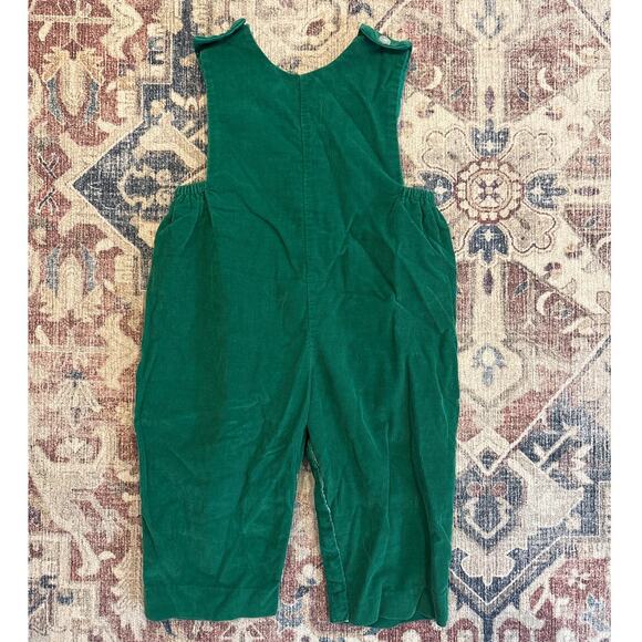 House of Hatten green corduroy Christmas tree smocked boys overalls SIZE 12M - Picture 5 of 5